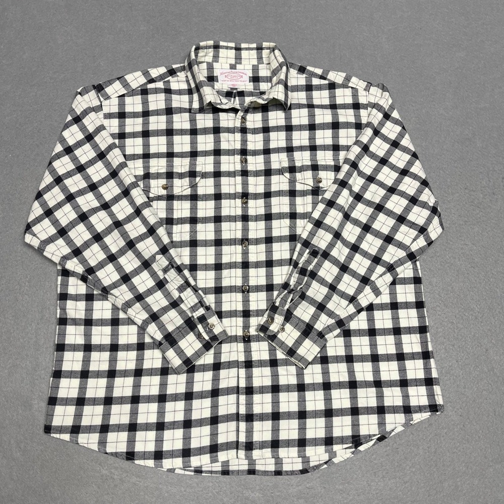 Filson Shirt Mens XXL 2XL White Black Check Flannel Alaskan Guide Button Down